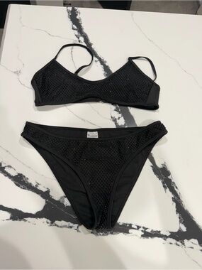 No Boundaries Black Sparkle Two-Piece Bikini